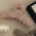 Pince à cheveux en dentelle rose avec volants plissés pour une coiffure élégante de femme - Rose
