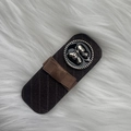 Detailed close-up of a vintage plaid hair clip with a silver bow on faux fur background - 9# Khaki BB Clip With Khaki Bow Hairpin