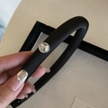 Vintage black satin padded headband with silver metal button detail for women - Black Headband (Silver Label)