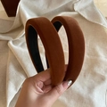 Caramel velvet padded headband set with high-top sponge design for retro style - Flat Khaki Style (2#卡其平面植绒发箍-单个)