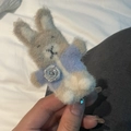 Handmade needle felted bunny hair clip with sequin rose and soft plush texture - Plush Alligator Clip / Blue Rabbit