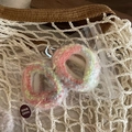 Lot de deux chouchous en tricot de mohair faits main aux couleurs pastel effet peinture - 7# Blanc Vert Orange Texturé