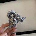 Blue tweed hair claw clip with woven texture and four white pearls for women hair - Grey Bow Mini Shark Clip