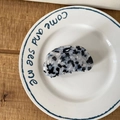 French style acetate hair claw clip with black and white marble pattern in a ceramic dish - Black and White Marble