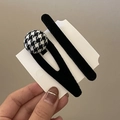 Fluwelen haarspeldjes set met zwarte BB clip en haarspeld met pied-de-poule patroon bal - Zwarte Haarclip / Zwart