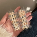 Handgemaakte geruite gebreide pluche haarspelden in crèmewit en pasteltinten - 1# Multicolor Gebreide Ketting Stijl