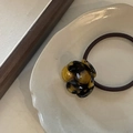 Elegant tortoiseshell acetate flower hair tie with high elasticity for women's hairstyling - Dark Leopard Print Flower