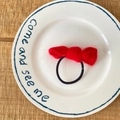 Élastique à cheveux rouge tricoté avec nœud festif pour les fêtes du Nouvel An - Chouchou Tricoté Petit Nœud Rouge