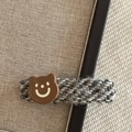 Vintage wollen haarspeld met bruine beer van hars op grijs geweven stof voor dames - 2# Grijs Haarclip Beer / Grijs