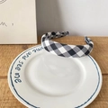 Cerchietto classico in tessuto a scacchi neri e bianchi con fodera interna artigianale - Stile a Quadretti Grandi Bianchi e Neri (10#)