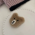 Graziosa clip per capelli a forma di orsetto marrone in morbida pelliccia sintetica - Molletta Orso Caffè