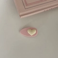 Pink oval hair clip featuring a 3D cream heart design for a sweet feminine aesthetic - Pink Heart Hair Clip