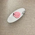 Silver oval hair clip with pink balloon flower and pearl detail for women - Pink Flower Silver Round Base Clip