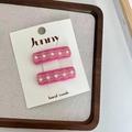 Lot de barrettes à cheveux en dentelle rose faites main avec perles pour femmes - Perle Rose
