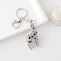 Porte-clés girafe argenté avec cristaux blancs et taches en émail noir sur anneau - Blanc K Blanc