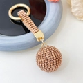 Funkelnder champagner-goldener Strass-Kugel-Schlüsselanhänger mit poliertem Goldring - Champagner