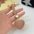 Exquisite sparkling heart-shaped rhinestone keychain in rose gold with encrusted crystals - Champagne