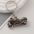 Motorcycle model keychain in antique silver alloy finish with circular ring - Gunmetal