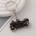 Vintage bronze motorcycle keychain with silver metal ring for men's accessories - Antique Red