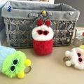 Cute colorful plush monster keychain with sunglasses and soft fur for bag decoration - White Head Red Body
