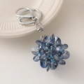 Porte-clés boule de cristal bleu et violet avec anneau en alliage d'argent brillant - Bleu Encre
