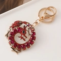 Gouden draak sleutelhanger met rode strassteentjes en legering karabijnhaak - Rood