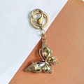 Champagne crystal butterfly keychain with gold plating and sparkling rhinestones - Champagne