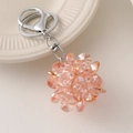 Porte-clés boule de cristal à facettes rose pêche avec fermoir mousqueton argenté pour sacs - Rose