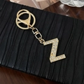 Golden letter Z keychain charm with sparkling rhinestones and lobster clasp accessory - Letter Z