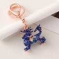 Porte-clés Kirin en émail bleu avec placage en or rose et pierres décoratives - Bleu