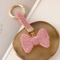 Rosa Strass-Schleife Schlüsselanhänger mit goldenem Rundverschluss für Damen-Taschen - Rosa