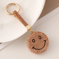 Portachiavi con faccina sorridente e strass color oro champagne per borse e auto - Champagne