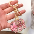 Portachiavi a forma di elefante rosa con strass scintillanti e dettagli in metallo dorato - Rosa