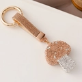 Portachiavi creativo a fungo con strass champagne e anello in oro rosa lucido - Champagne