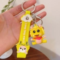 Cute yellow silicone dragon keychain with Long teng wan li hand strap for couples - Dinosaur Yellow