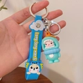 Creative blue dragon zodiac keychain with silicone wristband and 3D cartoon doll - Blue Hat