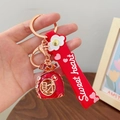 Lucky red fortune bag keychain with golden character and sparkling rhinestones - Fortune Bag