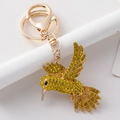 Kreativer Kolibri Schlüsselanhänger mit gelben Steinen auf goldenem Metallrahmen - Gelb