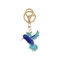 Eleganter Kolibri-Schlüsselanhänger mit blauen Strasssteinen und goldener Beschichtung - Blau
