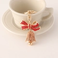 Portachiavi a campana di Natale scintillante con fiocco di strass rossi su tazza - Rosso