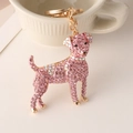 Hunde-Schlüsselanhänger in Rosa mit Strasssteinen und goldener Metallumrandung - Rosa