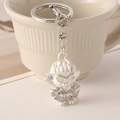 Portachiavi Re Scimmia argento con strass di cristallo e chiusura a moschettone su tazza - Sun Wukong (Re Scimmia) / Argento Opaco