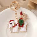 Porte-clés éléphant coloré avec émail et strass brillants pour décoration de sacs - Blanc