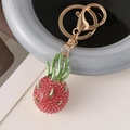 Portachiavi frutto del drago con strass rosa e chiusura dorata per borsa - Rosso Anguria