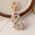 Gouden dierenriem slang sleutelhanger met strass en kleurrijke geëmailleerde bloemen - Regenboog
