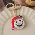 Portachiavi natalizio a forma di cappello da pupazzo di neve con smalto rosso e strass - Smiley Cappello di Natale Strass (6593)