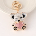 Funkelnder Koala-Schlüsselanhänger mit rosa Strass und goldenem Karabinerhaken - Rosa