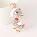Sparkling duck keychain with pink dots hat and crystals for woman handbag - Pink