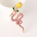 Llavero de serpiente dorada con diamantes rosas y dije de rosa amarilla - Rosa