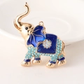 Golden elephant keychain with blue enamel and rhinestones for bag decoration - Blue